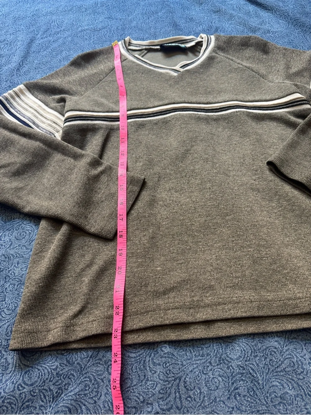 Vintage Hipwear Olive Green Striped V-Neck Sweater Y2K Skater Grunge |Size L - Picture 5 of 8